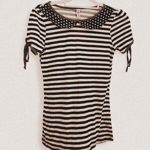 Urban Outfitters twee Y2K Striped + Polka Dot Tee Peter Pan collar | 2010s Indie